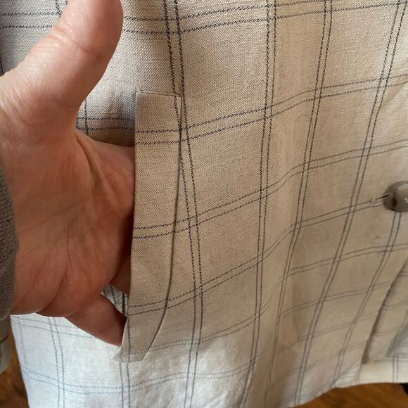 Madewell Dorset Blazer Womens Jacket Windowpane Plaid Linen Size Small - Picture 5 of 9